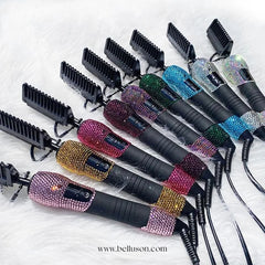 Luxury Rhinestone Hot Comb – 500°F Electric Pressing Comb with Custom Logo