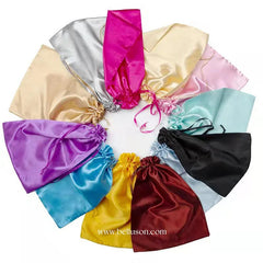 Custom Satin Drawstring Bags – Luxury Logo Pouches for Hair, Gifts & Branding